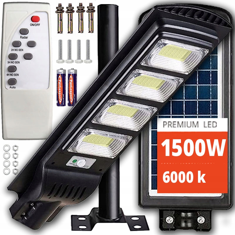 Pouličné svietidlo Vögler 1500 W 150000 lm na solárne napájanie